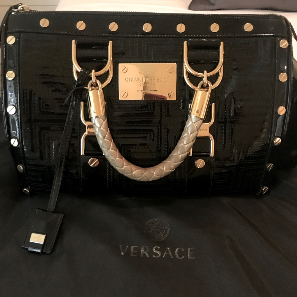 Vintage Versace Patent Leather Large Handbag